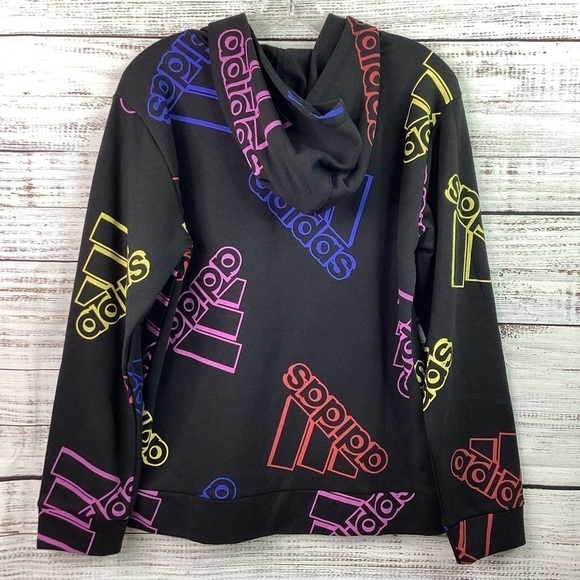 ADDIDAS GIRLS SIZE L 14/16 FLEECE HOODIE SWEATER SPORT LOGO KIDS NWT - Picture 8 of 14